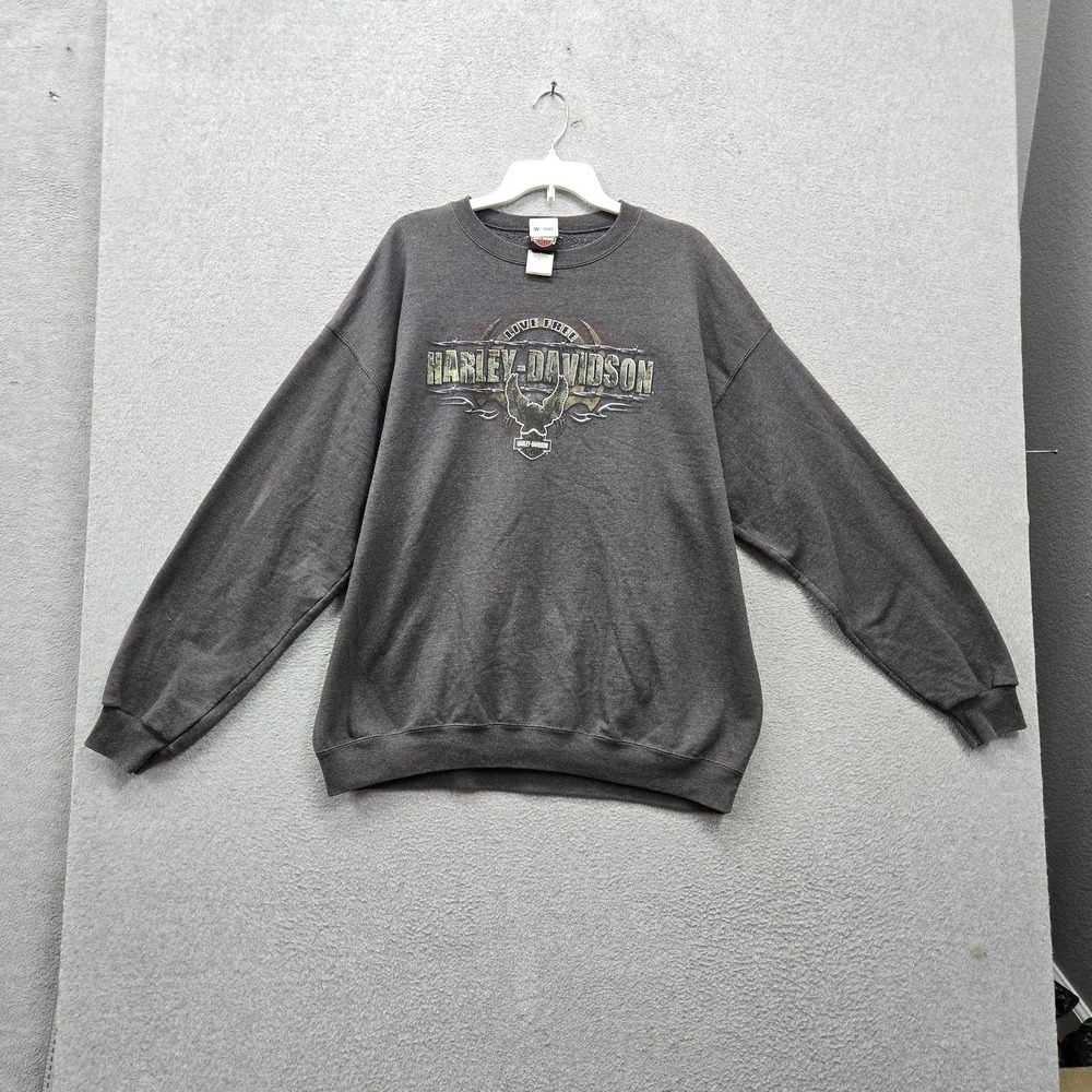 Harley-Davidson Men Sweatshirt XL Gray Huntington Beach CA Surf City Beach Logo